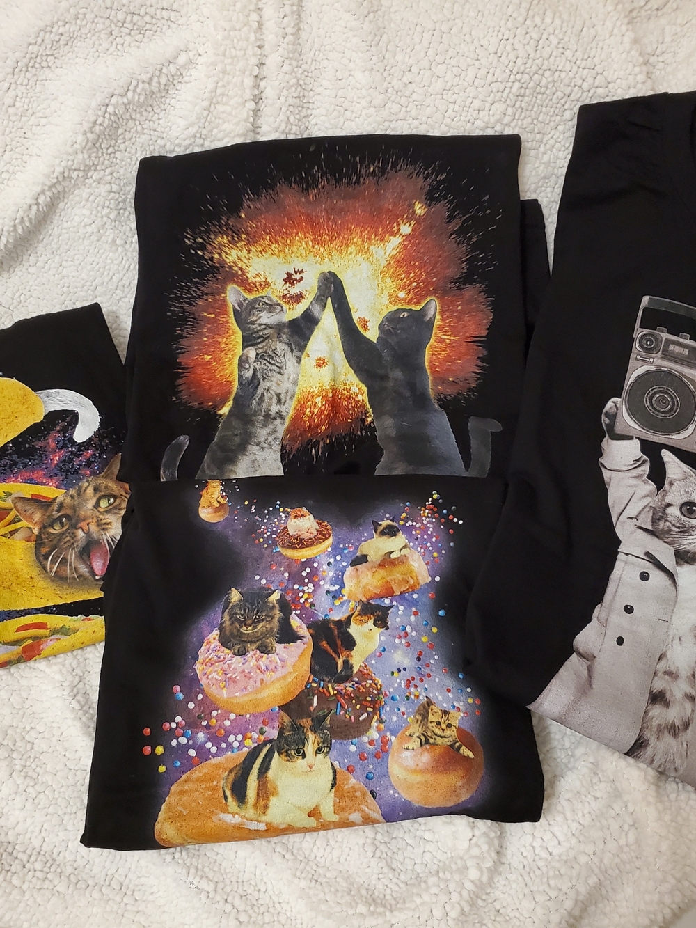Bundle Of 4 Black Funny Cat T-shirts